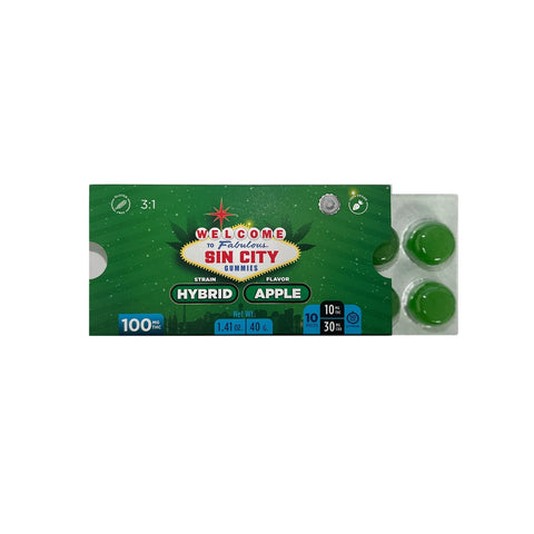 Sin City Delta 9 Gummies - 10 Pack Green Apple - Hybrid (Strong) - BuyLegalMeds.com